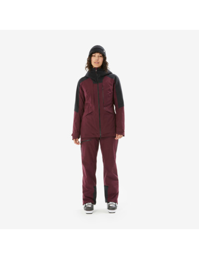 Veste de ski polyvalente et chaude femme, FR 100 bordeaux et noir