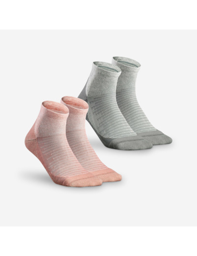 Chaussette Hike 100 Mid - Rose et Gris- Lot de 2 paires