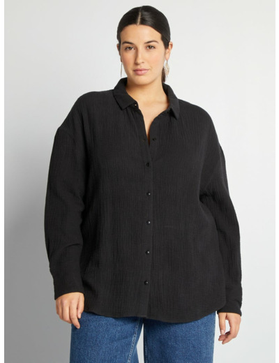 Chemise en gaze de coton - noir