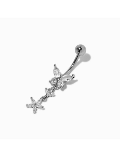 Piercing de nombril pendant 1,6 mm papillon en zircon cubique d'imitation