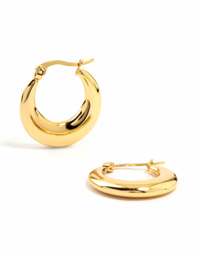 Waterproof Gold Plated Stainless Steel Crescent Hoop Earrings