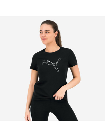 Tee shirt imprimé logo Puma femme - noir