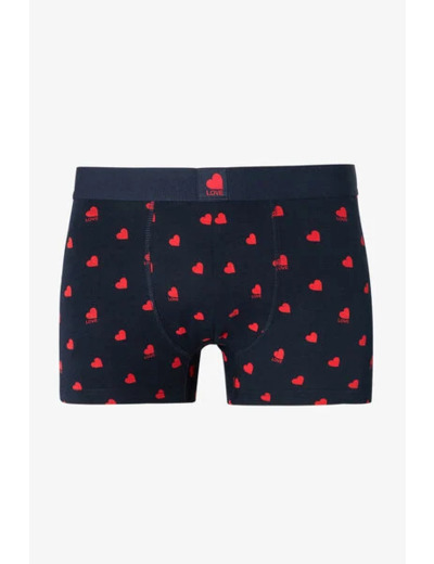 Boxer Saint Valentin en coton - Bleu foncé