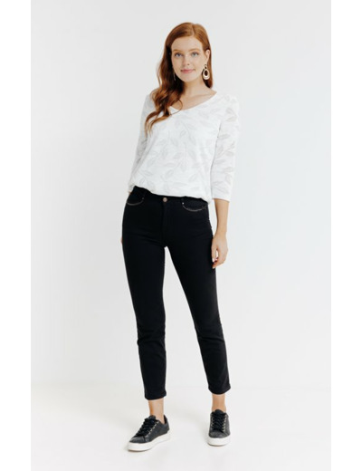 Pantalon 7/8 Brodé En Coton Viscose