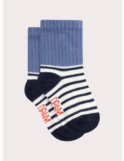 Chaussettes rayées bleues pour bébé garçon