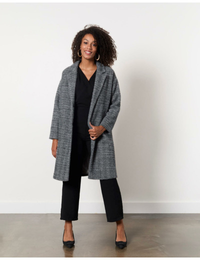 Manteau long uni ANTHRACITE Femme