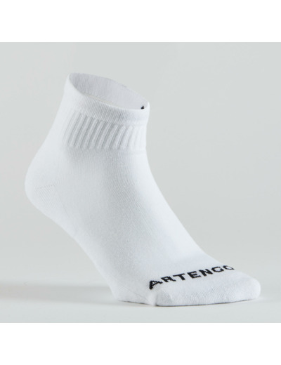 CHAUSSETTES DE TENNIS MI-HAUTES RS 100 BLANCHE LOT DE 3