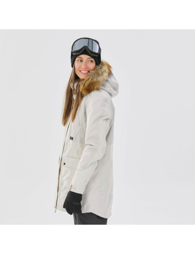 Veste de ski et snowboard chaude et résistante femme, SNB 500 beige