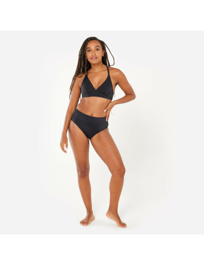 BAS DE MAILLOT DE BAIN DE SURF FEMME TAILLE HAUTE ROMI NOIRE