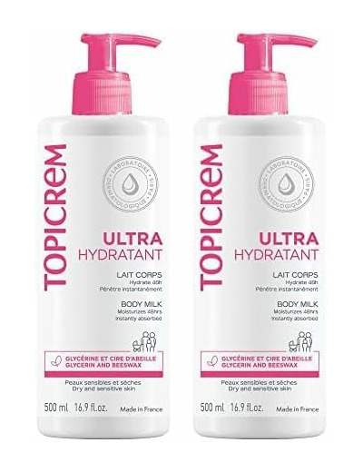 Topicrem - Ultra Hydratant Lait Corps - Crème Hydratante pour Peaux Sensibles - 500 ml (Lot de 3)