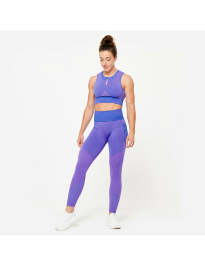 Legging seamless femme - bleu et rose