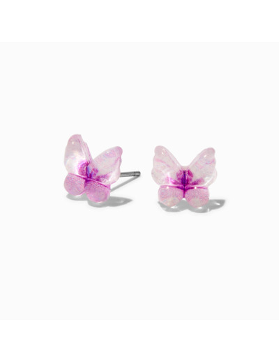 Clous d'oreilles papillons violets