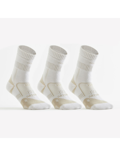 Chaussettes tennis coton hautes Gael Monfils - RS 900 blanc cassé lot de 3