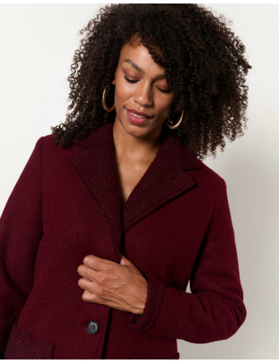 Manteau mi-long uni BORDEAUX Femme