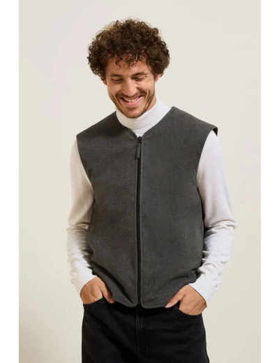 Gilet sans manche en flanelle - Gris moyen