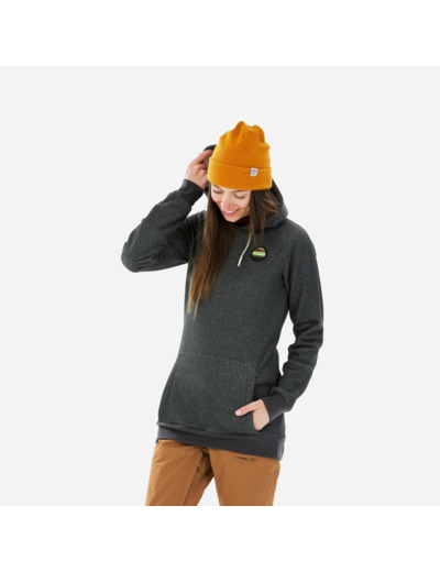 Sweat de snowboard à capuche 1/2 zip chaud et confort femme, gris