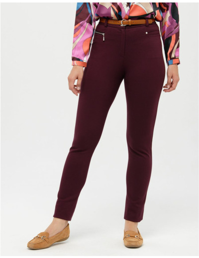 Pantalon slim rouge prune