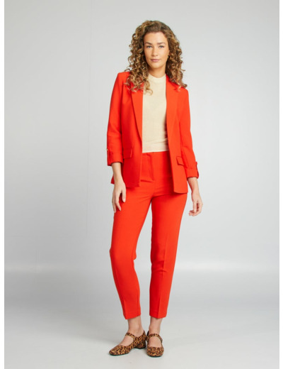 Pantalon droit taille haute - rouge