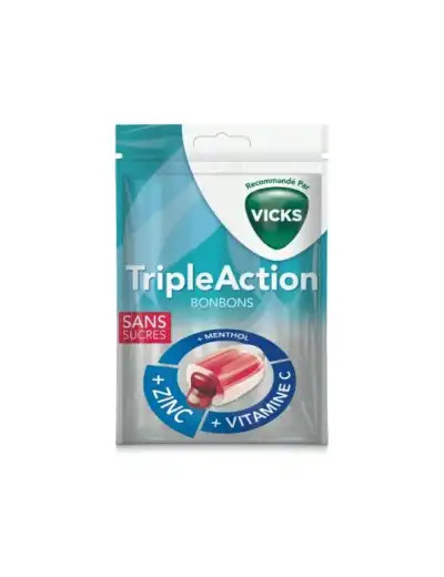 Vicks Pastilles Triple Action Sans Sucre Sachet/72g