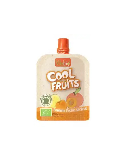 Vitabio Cool Fruits Compote Pomme Pêche Abricot Gourde/90g