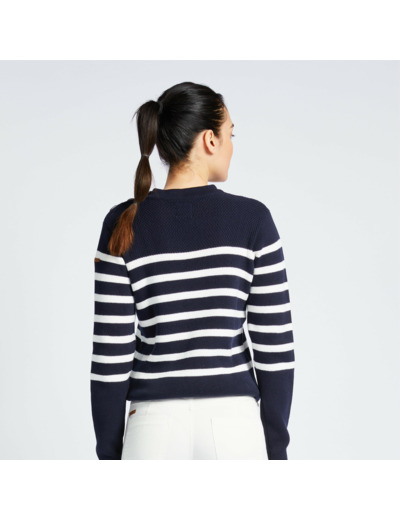 Pull marin Femme bleu rayé blanc