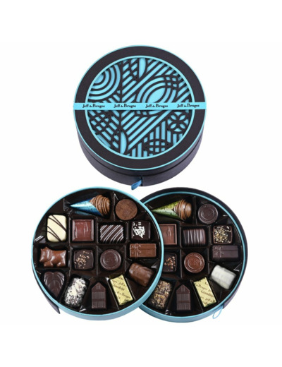 Boite ronde marron 384 g chocolats assortis