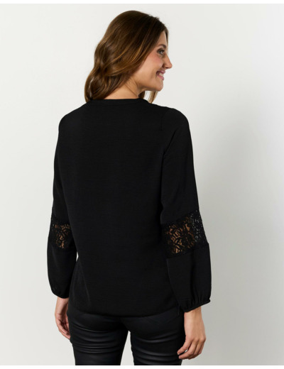 Blouse manches longues unie NOIR Femme