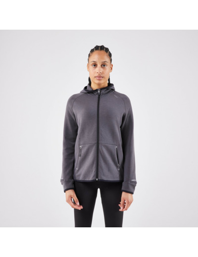 Veste chaude de running Femme - KIPRUN Run 500 Warm Gris charbon