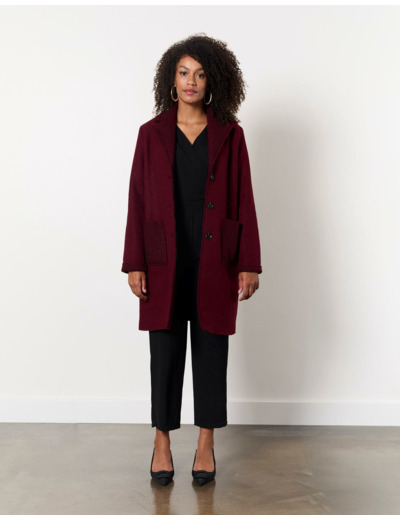 Manteau mi-long uni BORDEAUX Femme