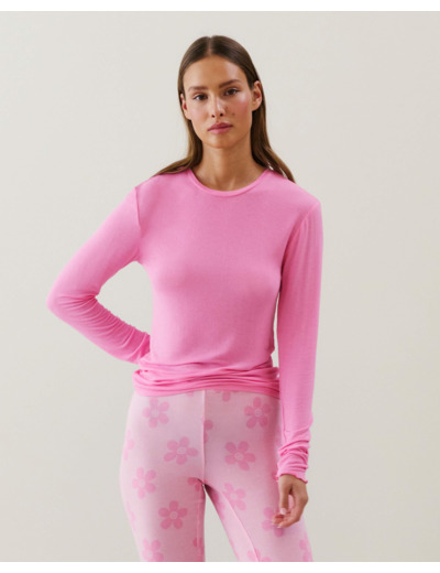 Top en jersey rose