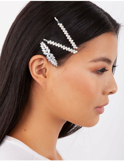 Diamante Zig Zag Pins 4-Pack In Silver