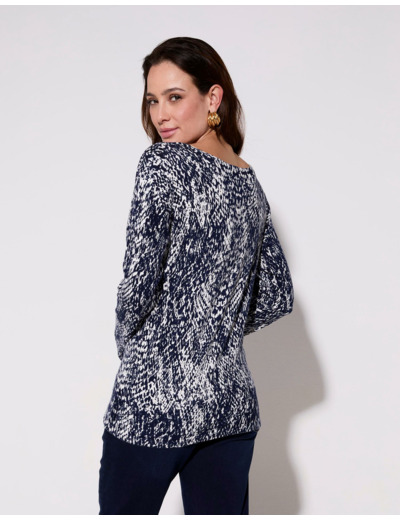 Pull fin Imprimé python BLEU Femme