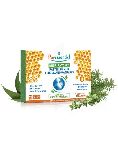 Puressentiel Respiratoire Pastilles Respiratoire Aux 3 Miels Aromatiques - 18 Pastilles