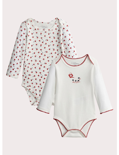 Lot de 2 body manches longues à imprimé petites fleurs pour bébé fille