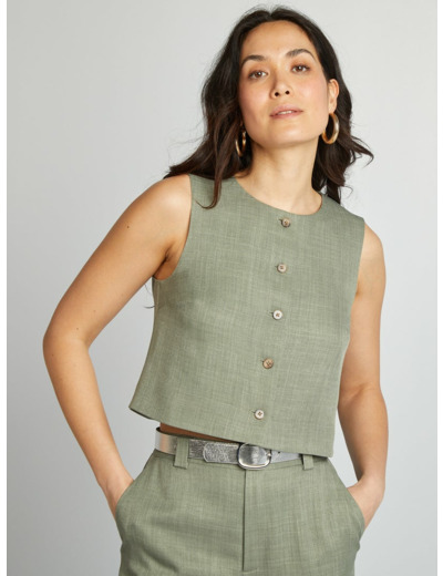 Blouse sans manches avec boutons - VERT