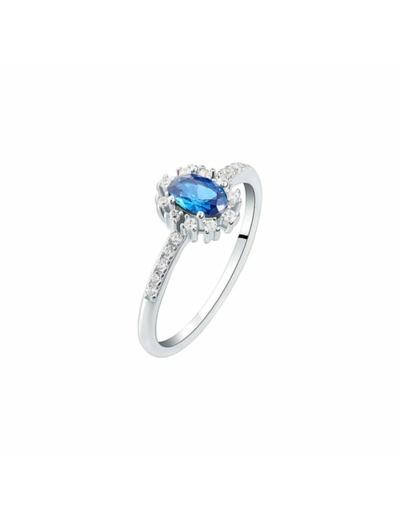 Bague CLEOR en Argent 925/1000, Verre Bleu et Oxyde