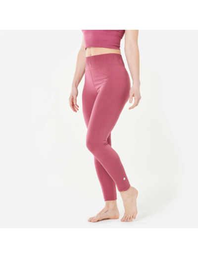 Legging long yoga effet seconde peau taille haute, rose cendré