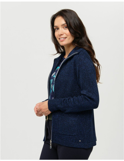 Gilet maille marine irisé