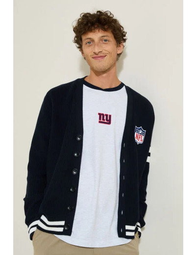 Gilet cardigan boutonné licence NFL - Bleu foncé