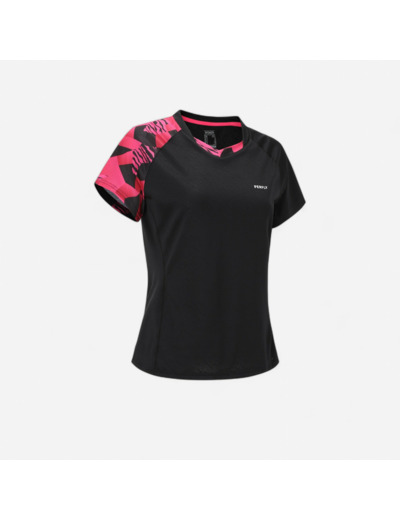 T-Shirt de Badminton Femme Lite 560 - Noir/Fluo