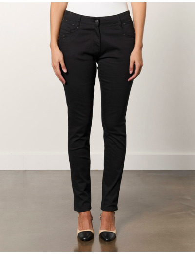 Pantalon long slim uni NOIR Femme