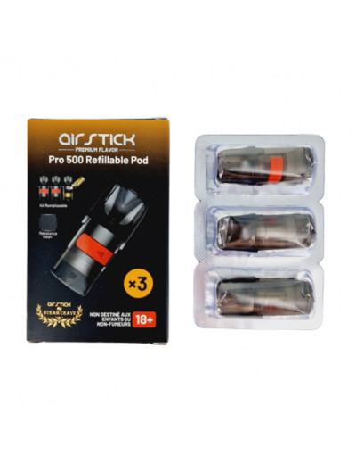 Pack de 3 Pods 2ml 1ohm Airstick Pro 500 Pod Steam Crave