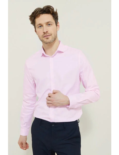 Chemise sans repassage slim en coton - Rose pâle