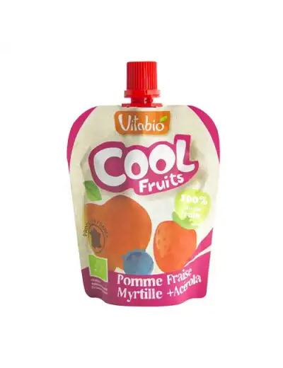 Vitabio Cool Fruits Compote Pomme Fraise Myrtille Gourde/90g