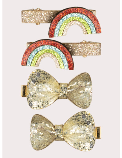 Lot de 4 barrettes dorées pour fille