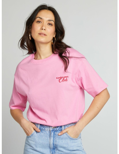 T-shirt en jersey manches courtes imprimé - ROSE