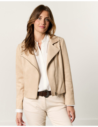 Perfecto court uni BEIGE Femme