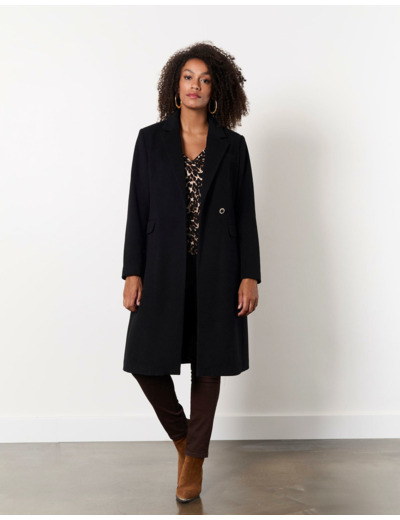 Manteau long uni NOIR Femme