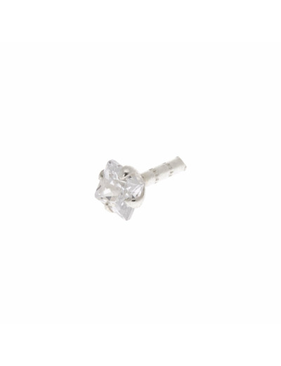 Clou d'oreille arrière plat pour piercing tragus strass 1,2 mm couleur argentée