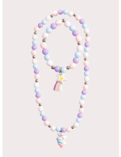 Parure collier et bracelet licorne pour fille